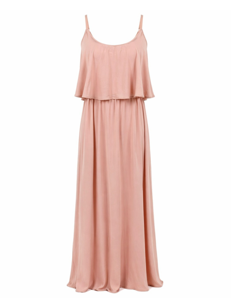 Show Me Your Mumu Caitlin Maxi Dress Blush Pink Ruffle Boho Sz M Elegant Classic